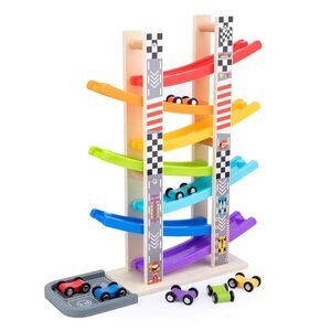 Toddler Toys for 1 2 3 Years Old, Wooden Car Ramp Racer Toy Vehicle